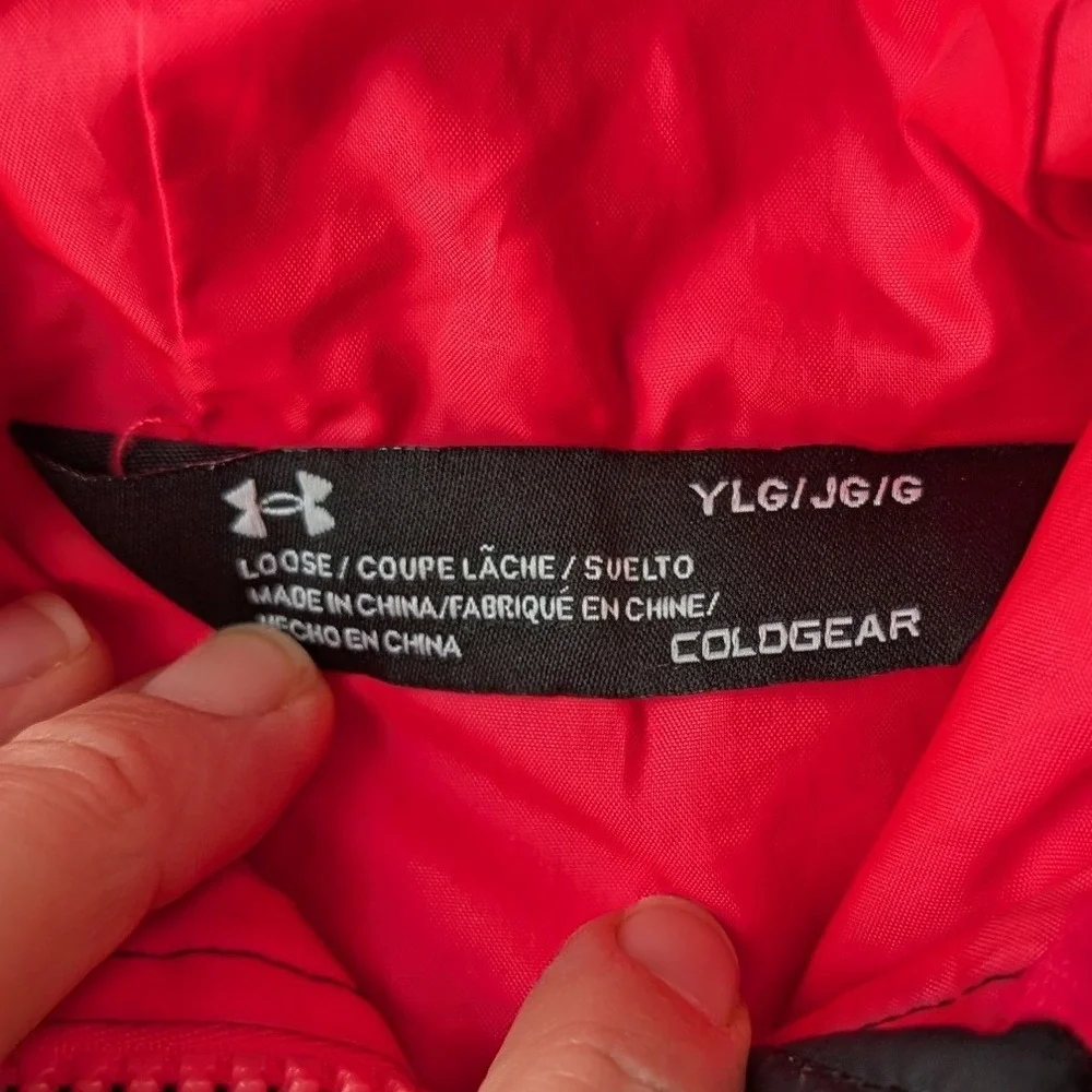 Under Armour‎ ColdGear Hooded Jacket Black Pink Youth YLG Girls Puffer
